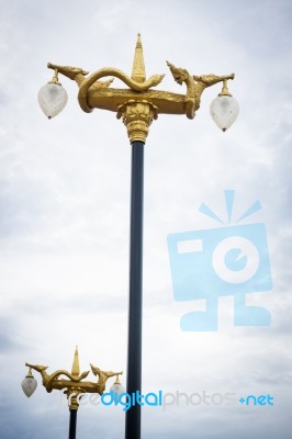 Streetlight With Naka Figure In Thai Style Culture Art Stock Photo