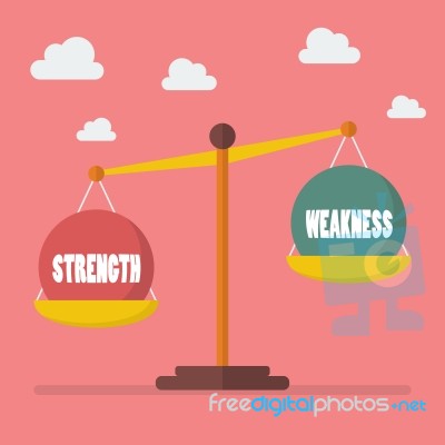 Strength And Weakness Balance On The Scale Stock Image