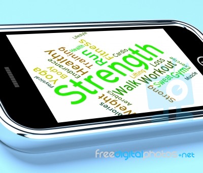 Strength Words Represents Text Strengthen And Muscle Stock Image