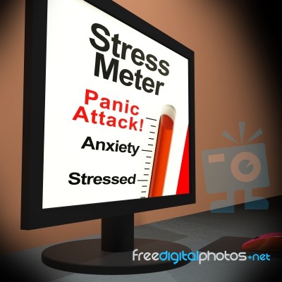 Stress Meter On Laptop Showing Panic Attack Stock Image