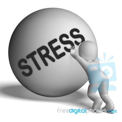 Stress Uphill Character Shows Tension And Pressure Stock Image