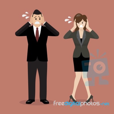 Stressed Business Man And Woman Stock Image