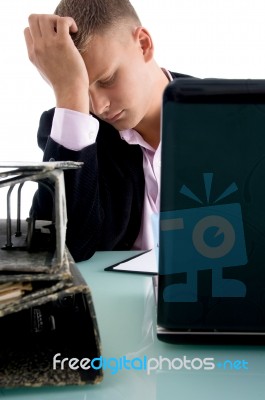 Stressed Businessman In Office Stock Photo