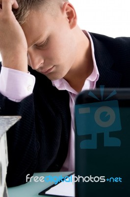 stressed Businessman in office Stock Photo