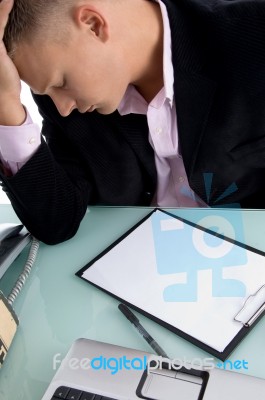 stressed Businessman in office Stock Photo