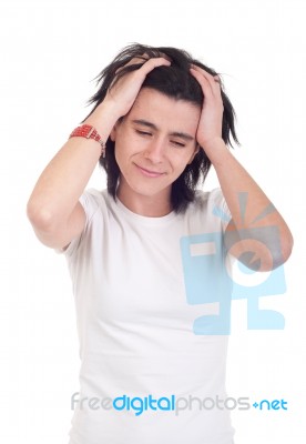 Stressed Casual Woman Stock Photo