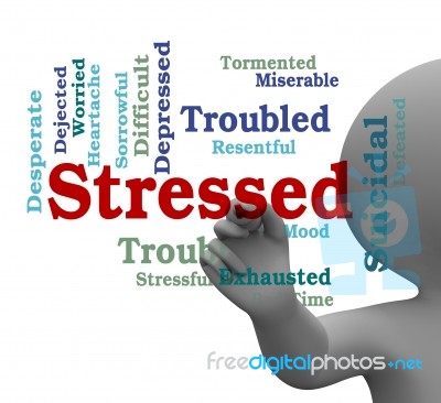 Stressed Word Indicates Wordclouds Stresses 3d Rendering Stock Image