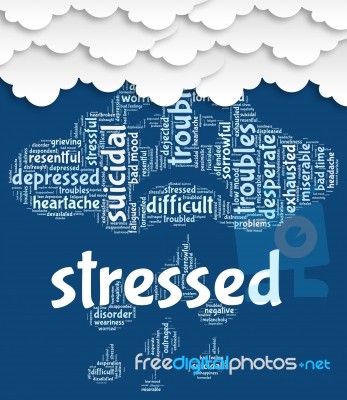 Stressed Word Shows Overload Wordcloud And Words Stock Image