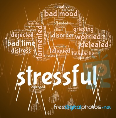 Stressful Word Means Overload Text And Wordclouds Stock Image