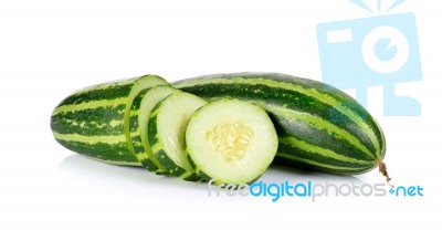 Striped Cucumber Isolated On The White Stock Photo