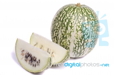 Striped Green Pumpkin Stock Photo