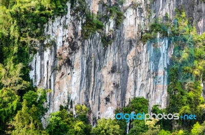 Stripes Of Rock Cliff Stock Photo