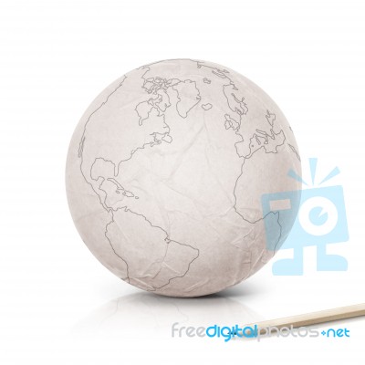 Stroke America Map On Paper Globe Stock Photo