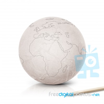 Stroke Europe Map On Paper Globe Stock Photo