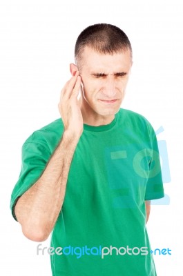 Strong Pain In Ear Stock Photo