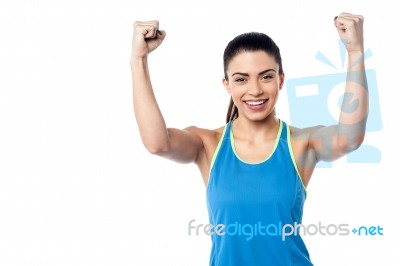 Strong Young Fit Woman Stock Photo