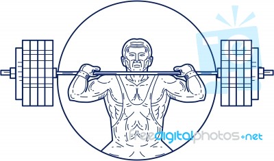 Strongman Lifting Weight Mono Line Stock Image