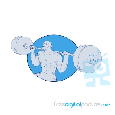 Strongman Powerlifting Barbell Drawing Stock Image