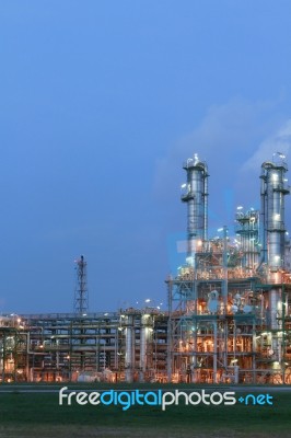 Structure Of Petrochemical Plant In Evening Scene Stock Photo