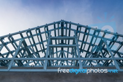 Structure Of Steel Roof Stock Photo