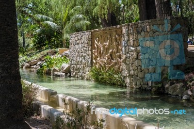 Stucco Artwork In A Park In Malaga Stock Photo