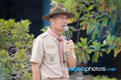 Student 11-12 Years Old, Scout Assembly, Teepangkorn Scout Camp In Samut Sakhon Thailand Stock Photo