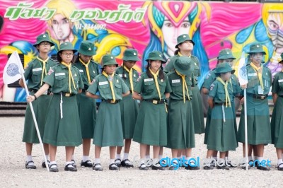 Student 11-12 Years Old, Scout Assembly, Teepangkorn Scout Camp In Samut Sakhon Thailand Stock Photo