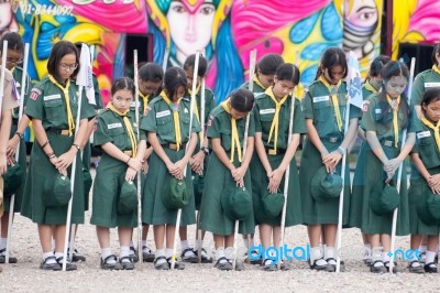 Student 11-12 Years Old, Scout Assembly, Teepangkorn Scout Camp In Samut Sakhon Thailand Stock Photo