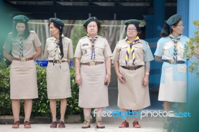 Student 11-12 Years Old, Scout Assembly, Teepangkorn Scout Camp In Samut Sakhon Thailand Stock Photo