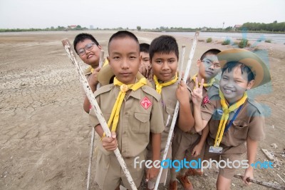 Student 11-12 Years Old, Scout Assembly, Teepangkorn Scout Camp In Samut Sakhon Thailand Stock Photo