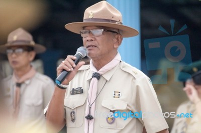 Student 11-12 Years Old, Scout Assembly, Teepangkorn Scout Camp In Samut Sakhon Thailand Stock Photo