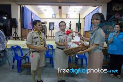 Student 9-10 Years Old, Teacher Award In Scouting, Scout Camp In Bangkok Thailand Stock Photo