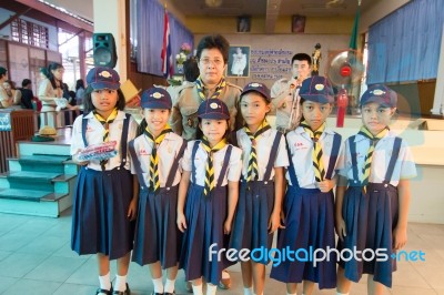 Student 9-10 Years Old, Teacher Award In Scouting, Scout Camp In Bangkok Thailand Stock Photo