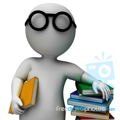 Student And Books Showing Education Stock Image