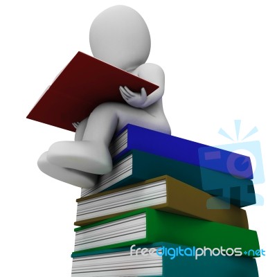 Student And Books Showing Learning Stock Image