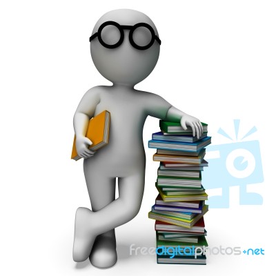 Student And Books Shows Education Stock Image