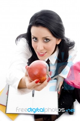 Student Holding An Apple Stock Photo