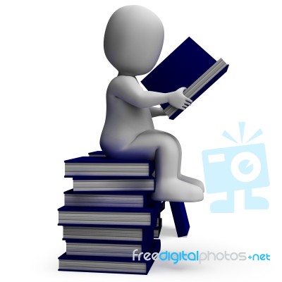 Student Reading Books Showing Wisdom Stock Image