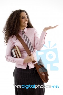 Student With Books And Bag Stock Photo