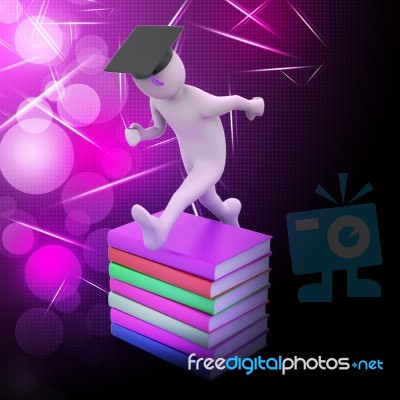 Student With Hat Jumping Of Joy Holding Diploma Stock Image