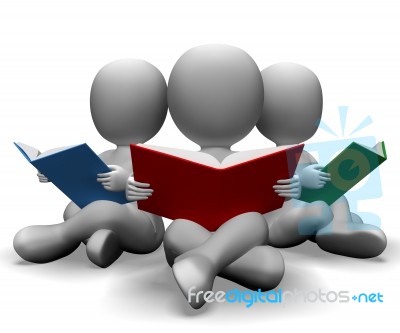 Students Reading Books Showing Education Stock Image