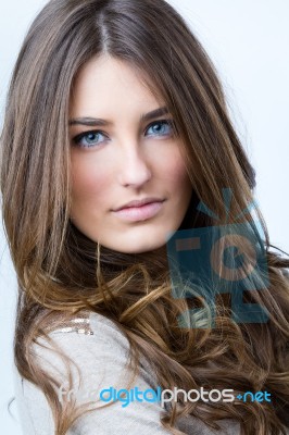 Studio Portrait Of Beautiful Young Woman Stock Photo