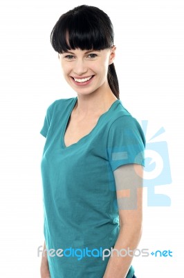 Studio Shot Of A Pretty Woman Wearing Casual Top Stock Photo