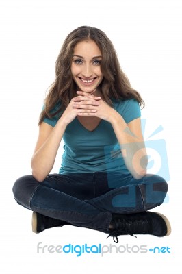 Studio Shot Of Young Casual Woman Stock Photo