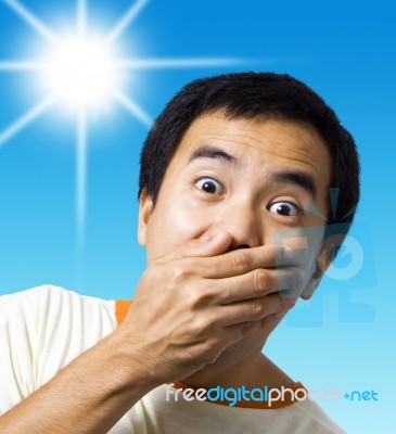 Stunned And Surprised Man Stock Photo