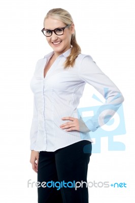 Stunning Corporate Woman Staring At You Stock Photo