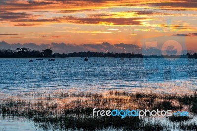 Stunning Sunset At Bosham Stock Photo