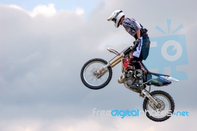 Stunt Motorcyclist At The Hop Farm In Kent Stock Photo