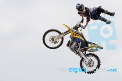 Stunt Motorcyclist At The Hop Farm In Kent Stock Photo