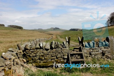 Style On Path To Hadrians Wall Stock Photo